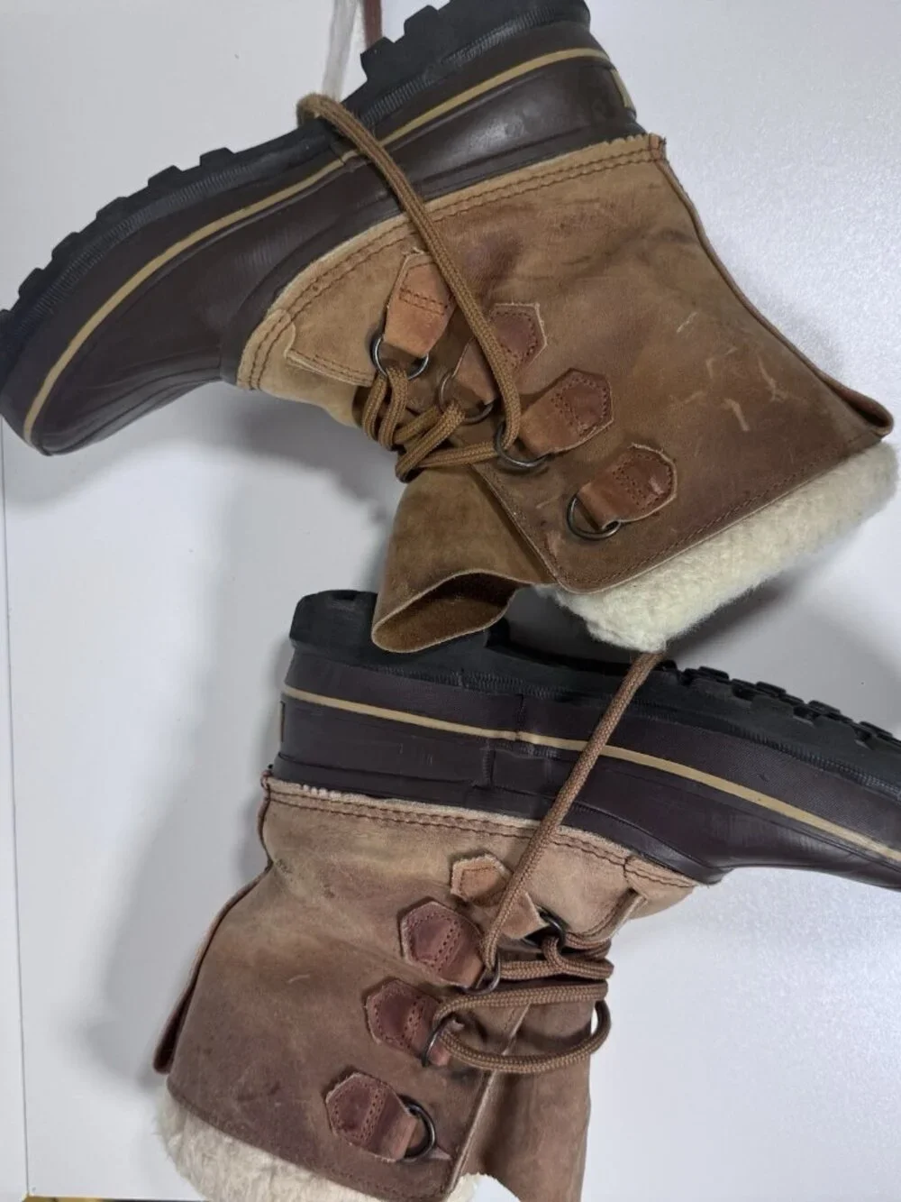 Vintage Sorel Alpine Hand Crafted Snow Boots Canada Made 8 Tan Caribou Leather